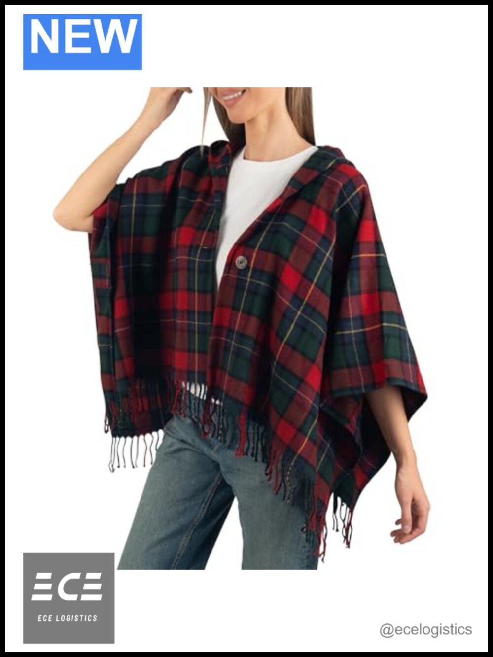 Womens Hooded Shawl Wrap Poncho Acrylic Fringe Cold Weather Scarf